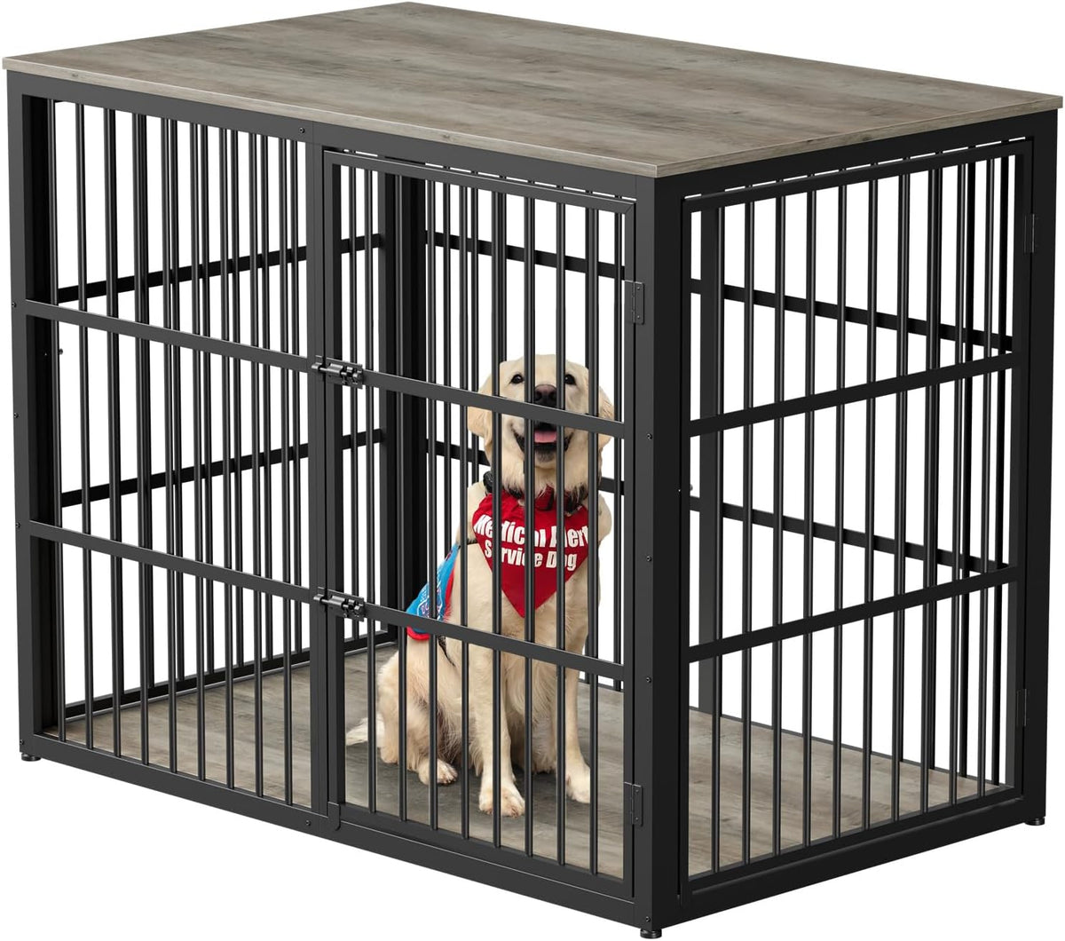Lyromix 48'' XXL Dog Crate Furniture with 3 Doors for Large Dogs – Essentials for Dogs - Ancient gray / 47.2"L x 29.1"W x 37.6"H