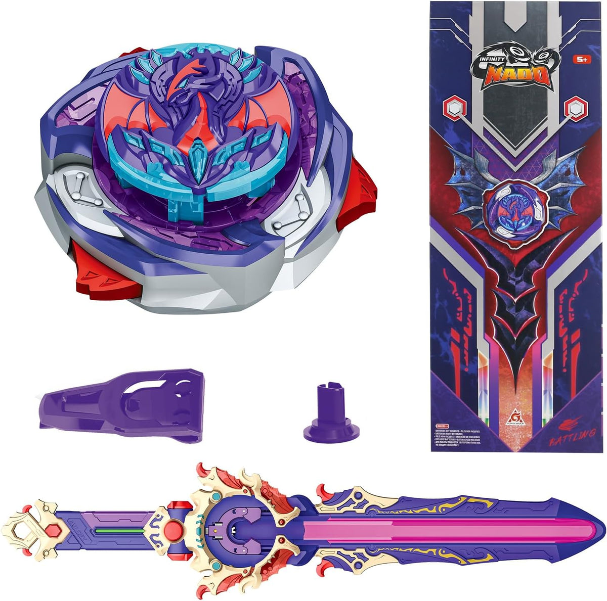 Infinity Nado sword launcher spinning top, Gale Wings metal battle top with sword-shaped launcher - view 2