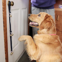 Leather Dog Doorbells for Door Knob/Potty Training/Go Outside, Length Adjustment Copper Dog Bell, Housetraining Hanging Bell, Gray Leather Golden Bells