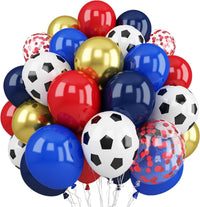 Blue Silver Balloon 12Inch Dark Metallic Blue Silver Confetti Latex - Soccer Blue Red Gold
