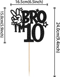 1 PCS Brother I'm 7 Cake Topper Glitter Star Happy 7th Birthday Cake - Black 10th - image 2