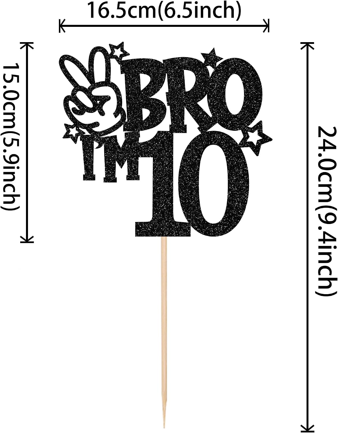 1 PCS Brother I'm 7 Cake Topper Glitter Star Happy 7th Birthday Cake - Black 10th - image 2