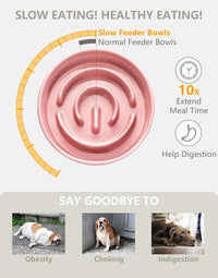 Ceramic Slow Feeder Dog Bowls - Pink / 6 Inches - image 3