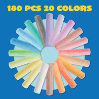 JOYIN 180 PCS Washable Sidewalk Chalks Set in 20 Colors Non-Toxic - 180 - image 2