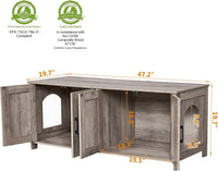 31.5" L Cat Litter Box Enclosure with Barn Door - 47.2"L / Greige - image 3