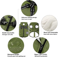 Aiboria Dog Jackets Coat for Winter Windproof Waterproof Skiing Dog - ArmyGreen / Small - image 3