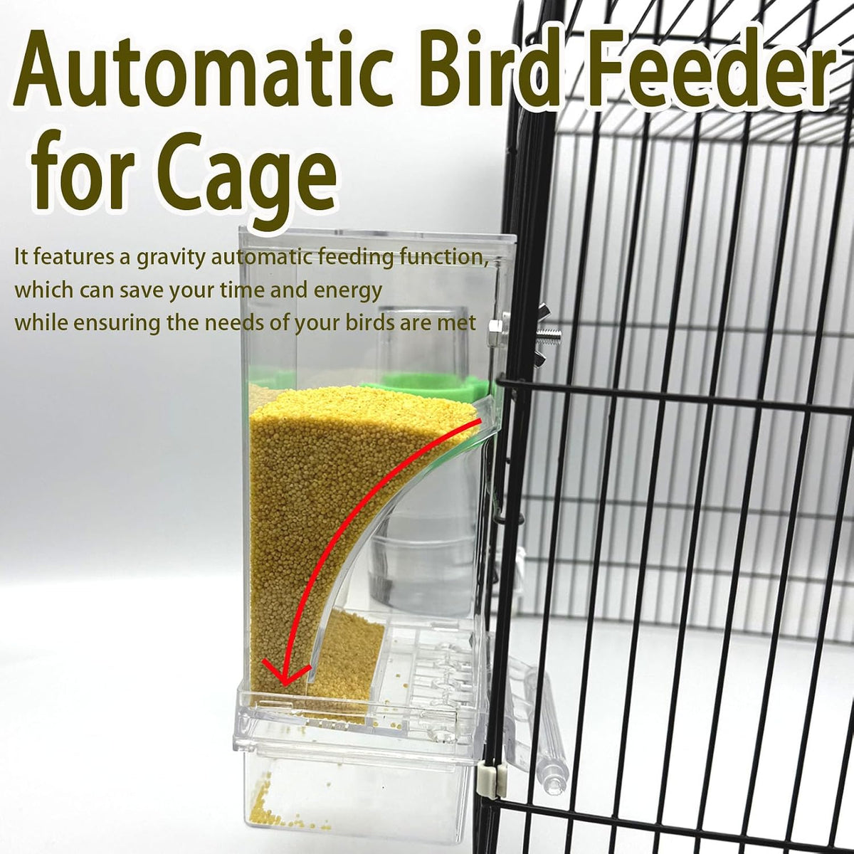 Automatic No Mess Bird Feeder Water Dispenser Set – Essentials for Birds - Transparent + Green - image 4