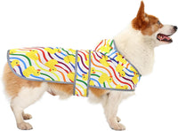 Dog Raincoat, Waterproof Dog Rain Jacket with Hood - Rainbow Ducks / Large
