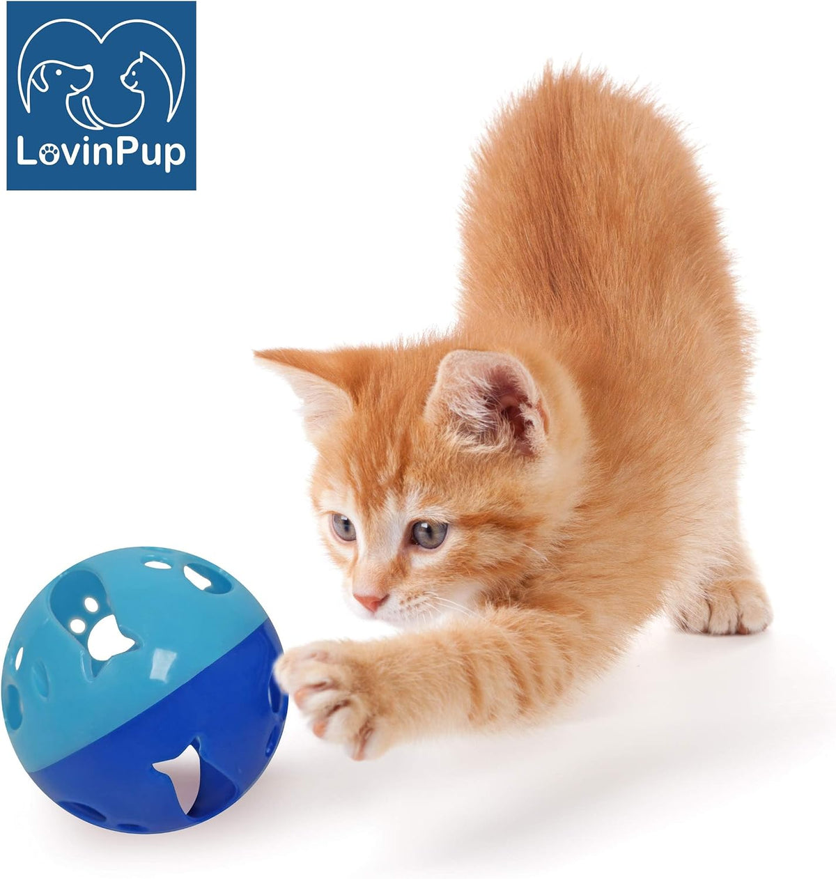 Large Cat Ball Toy with Bell, Blue - Blue - 3 Pack - image 3