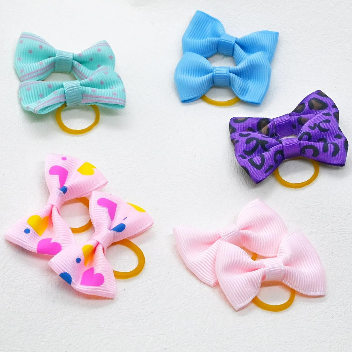 JUCCPUL set of 40 dog hair bows in mixed colors, 20 pairs of ribbon bowknots with alligator clips - view 4