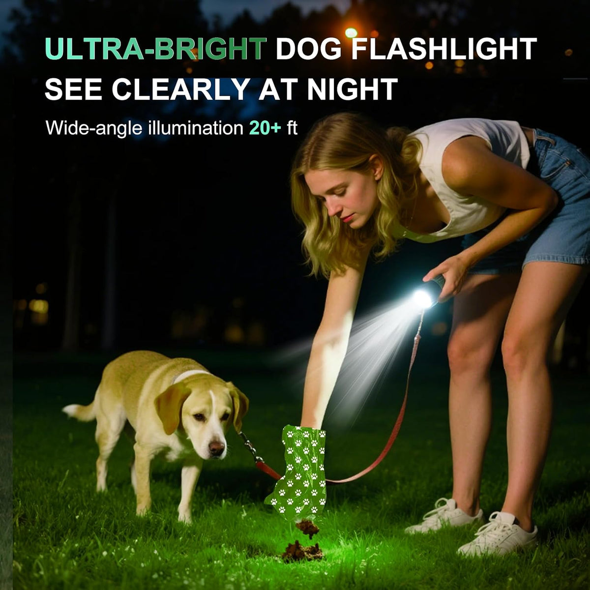 Tubasion 3-in-1 Dog Poop Bag Holder with Flashlight 7-Color - 1 Dispenser, 30 Bags - image 2