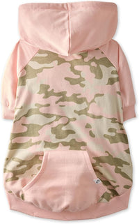 Rocky – The Orginal Lightweight Hooded TEE 100% Organic Cotton Dog Hoodie Pet Coat Sweater for Small, Medium, Large Dogs, Pink Half Camo, Small