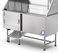Flying Pig 62" Stainless Steel Pet Dog Grooming Bath Tub with Walk-in Ramp & Accessories (Left Door/Right Drain)