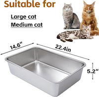Stainless Steel Cat Litter Box-6" High Side Metal Litter Box,XLarge Stainless Steel LitterBox,Cat LitterBox for Big Cats or Rabbit，Puppy，Non Stick, No Smell, Easy to Clean