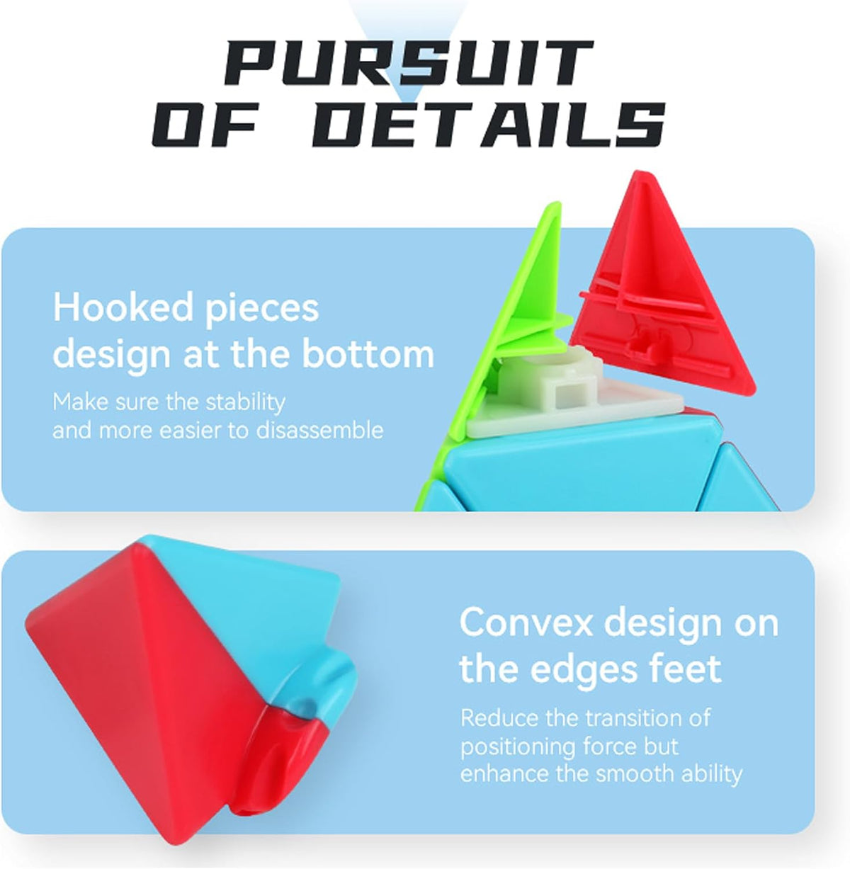 Roxenda Pyramid Speed Cube 3x3x3 Triangle Puzzle Magic Cube – Fun for Kids & Family - Pyramid Cube Stickerless - image 4