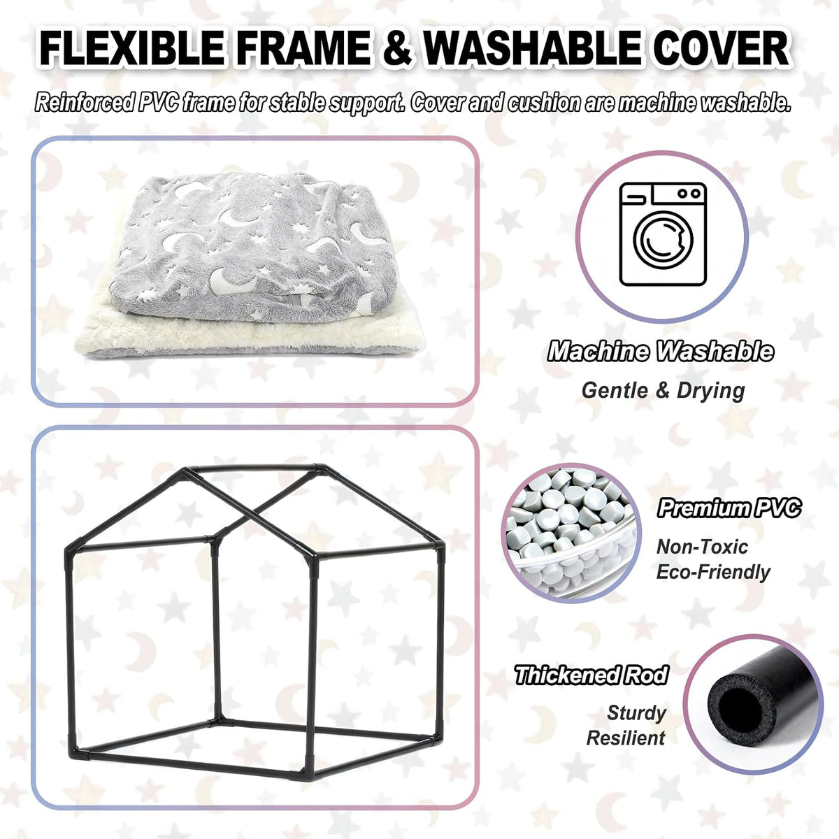 Indoor Dog House, Soft Warm Glow Dog Cave for Medium & Large Dogs – Essentials for Dogs - XL (29"×29"×29") / Grey - image 4