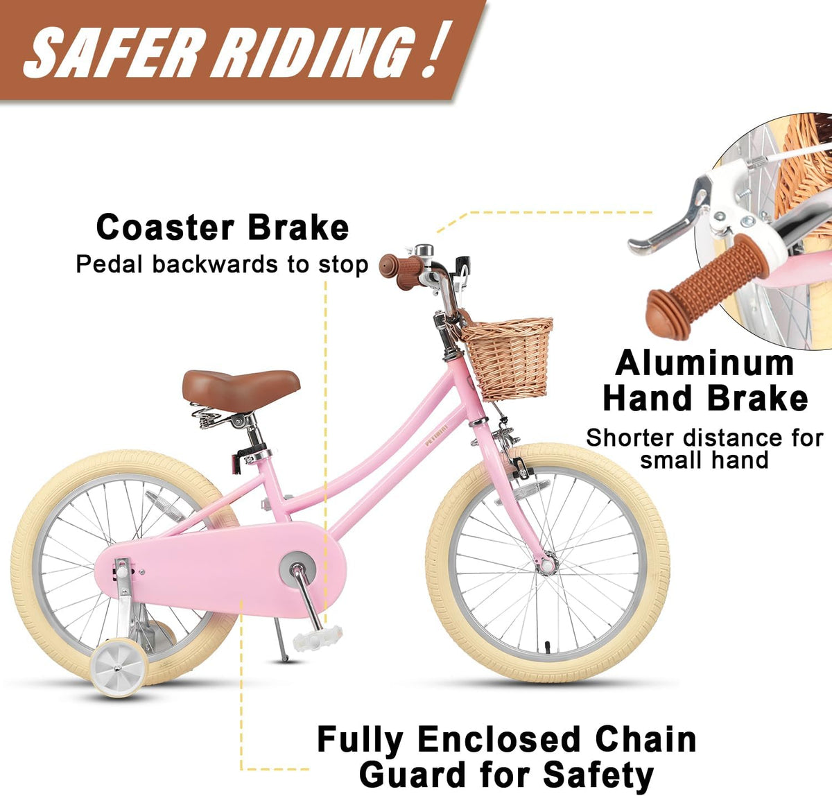 Petimini 12 14 16 18 20 Inch Kids Toddler Bike for Boys Girls – Fun for Kids & Family - Pink / 18 Inch - image 2