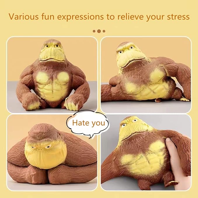 Stretchy Glue-Sand Filled Rubber Gorilla, Latex Gorilla Soft Decompression Doll Toy,Squishy Monkey Toy, Animal High-Elastic Stretchable, Decompression Toy for Adults and Children (Gorilla-S)