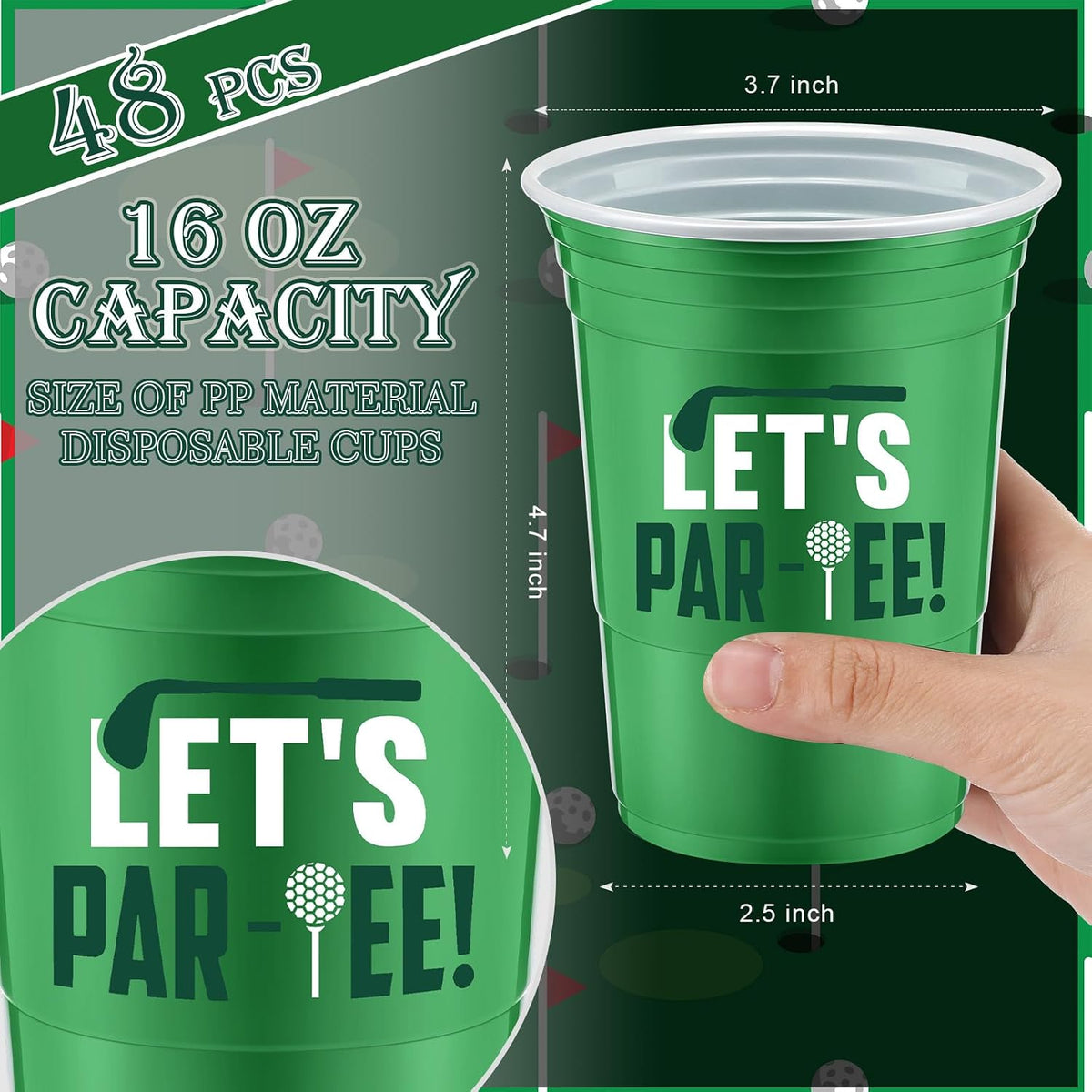 Norme 48 Pcs Checkered Flag Plastic Cups - Golf Ball - image 3