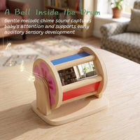 WOODENFUN Montessori spinning drum with rainbow sides and acrylic mirror for tummy time - view 4