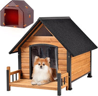 Outdoor Dog House with All-Around Insulated Liner Weatherproof Puppy Shelter Indoor Dog Kennel, Anti-Bite Dog Home for Large Breed with Porch (Brown (Liner), Medium)