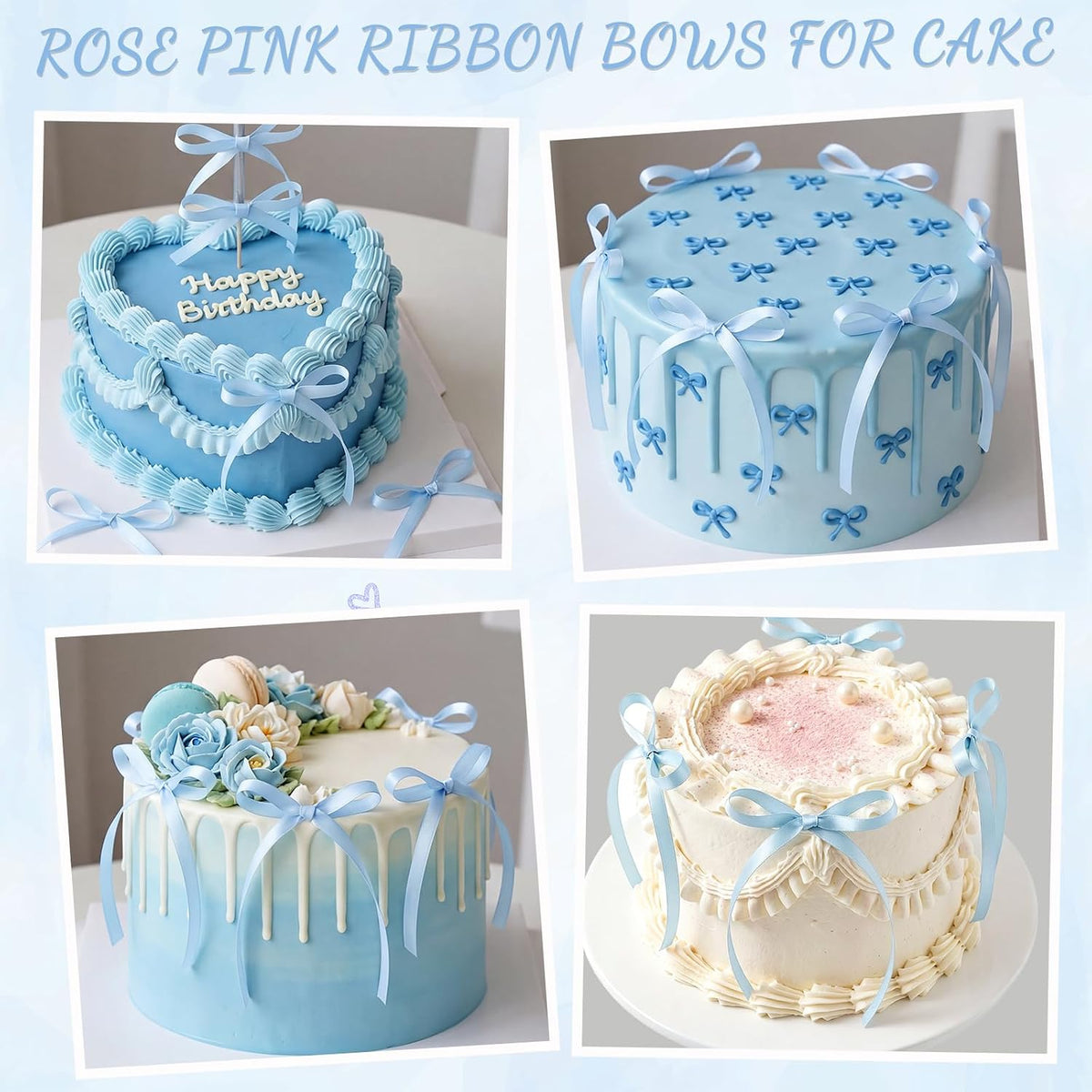 30 Pack Bow Cake Toppers Black Ribbon Bows for Cake Halloween Party - Blue - image 3