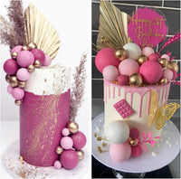 ASTARON 32 Pcs Foam Balls Cake Topper Decorations for Party Cake - Pink，gold - image 4