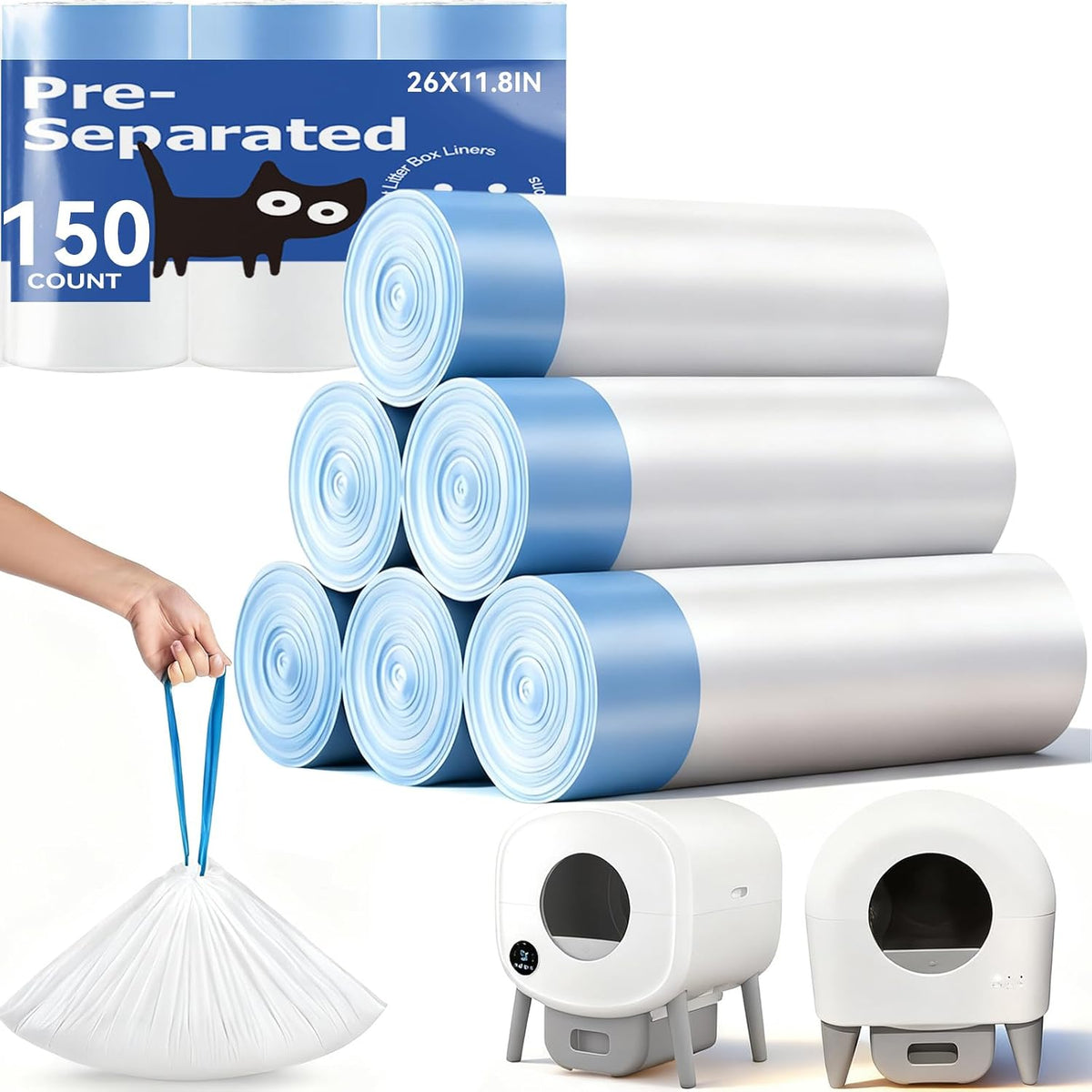 150 Count Cat Litter Box Bags for Automatic Cat Litter Box - 1 Count (Pack of 150)
