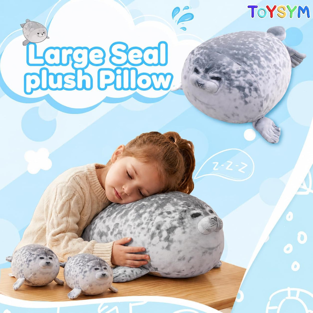 TOYSYM Seal Plush with 4 Babies - Gray - image 2