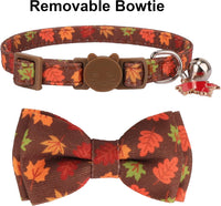 Fall Cat Collar with Bowtie - 7.5"- 10.5" / Fall - image 4