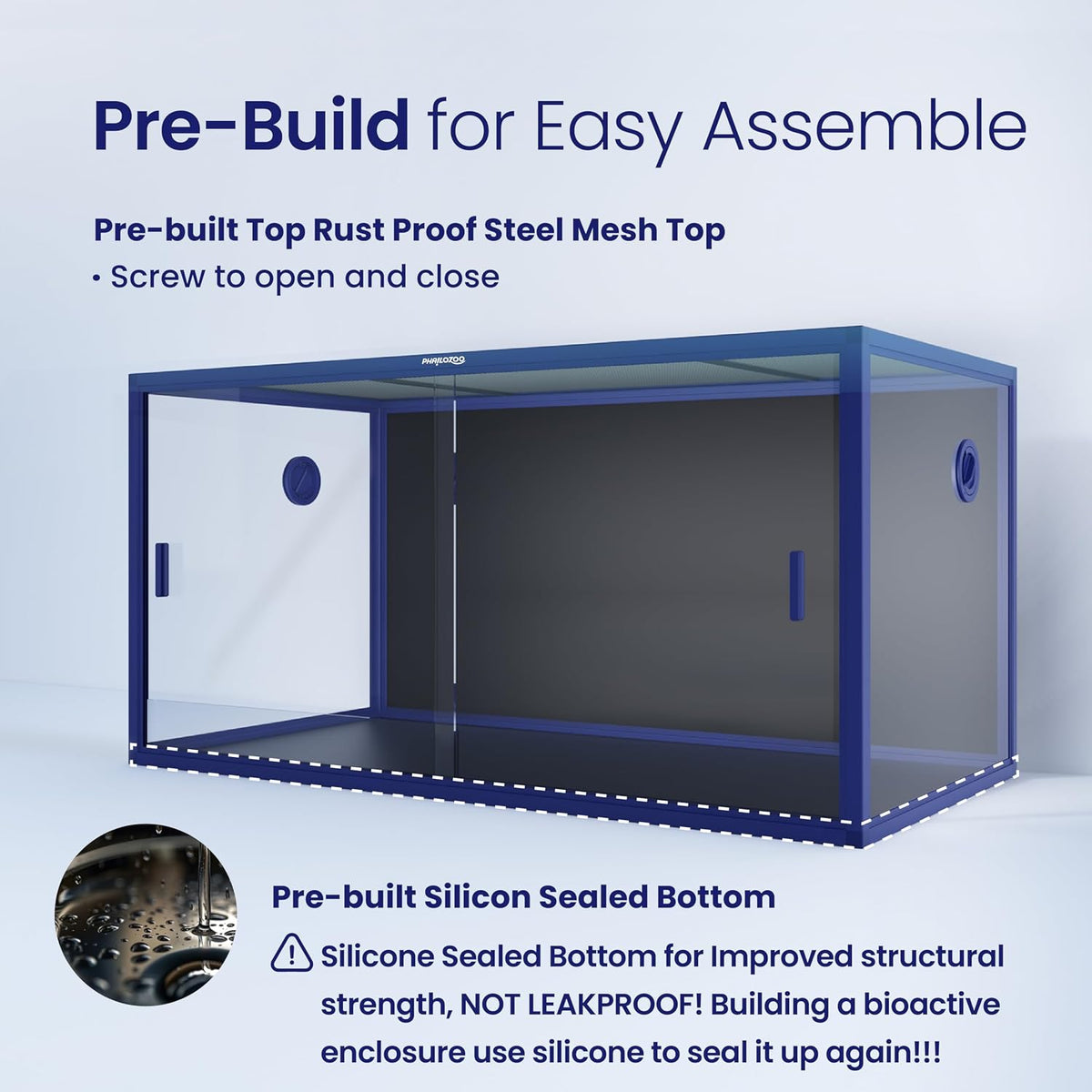 120 Gallon Reptile Tank, Stackable 4x2x2 Reptile Enclosure – Essentials for Reptiles And Amphibians - Dart Blue / 120 Gallon - image 4