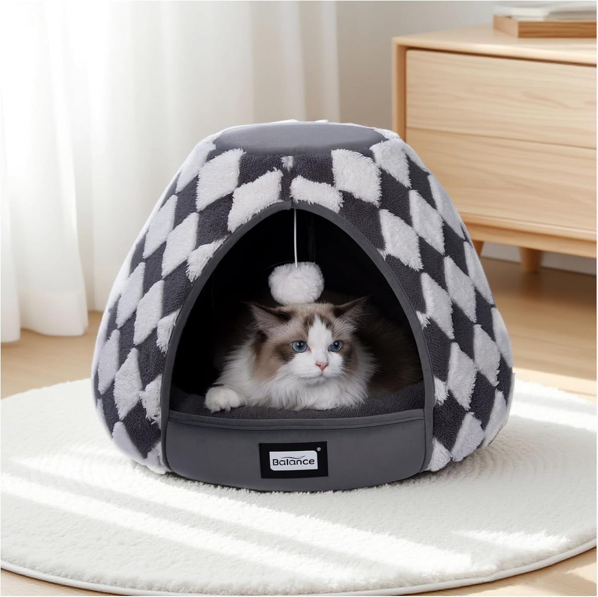 BALANCE Cat Beds for Indoor Cats - 19"L x 19"W x 16"Th / Dark Grey
