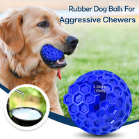 2 Pack Indestructible Squeaky Dog Balls for Aggressive Chewers - Blue+Red - image 3