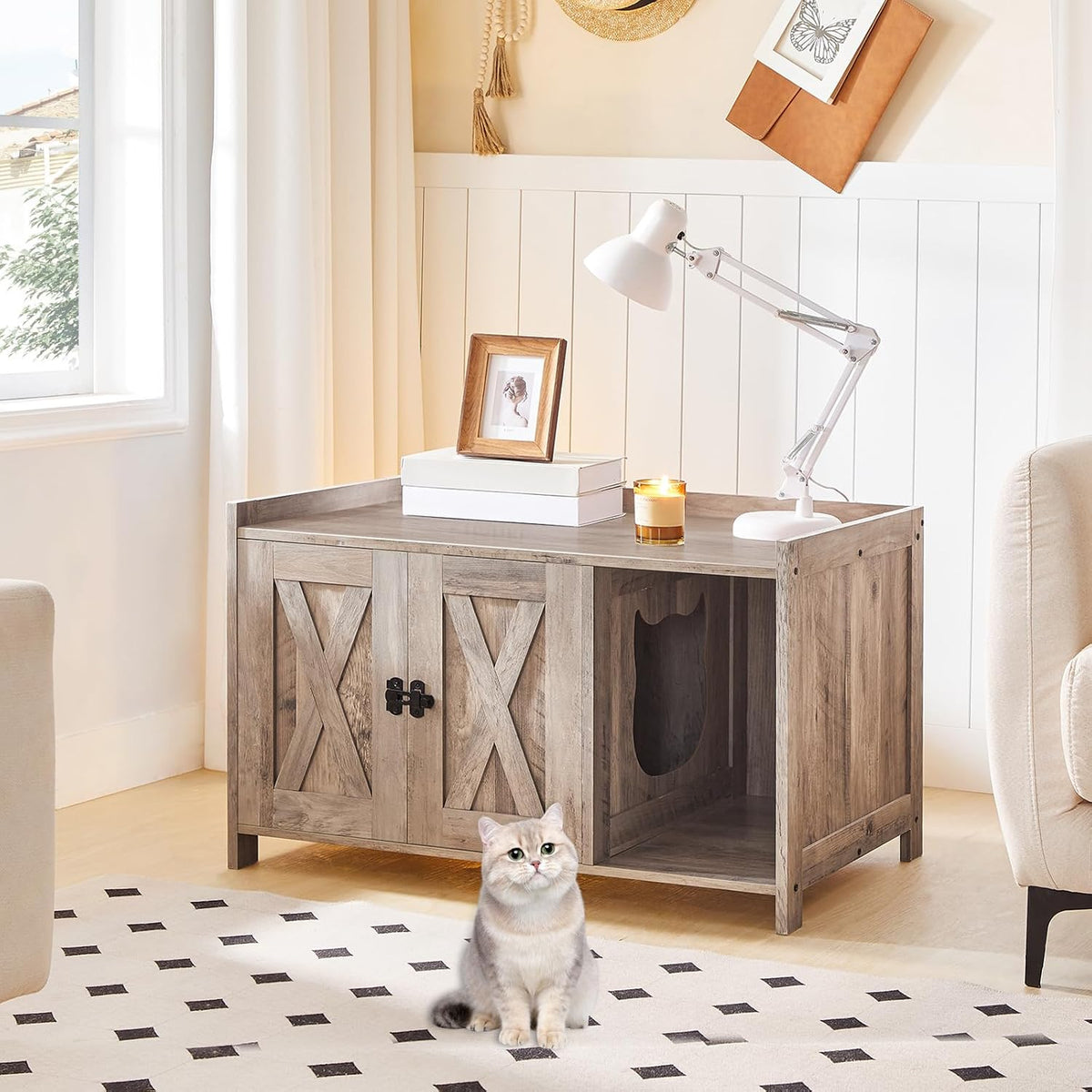 MAHANCRIS Cat Litter Box Enclosure - Greige - image 2