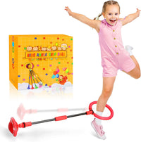 Ankle Skip Ball for Kids, Portable Foldable Flash Wheel Skip Ball Toy – Fun for Kids & Family - Red