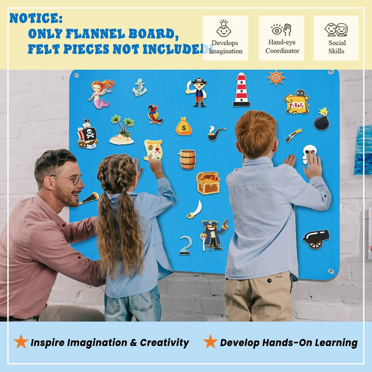 Craftstory 3.5 foot flannel board for toddlers in black felt hanging on a wall - view 9