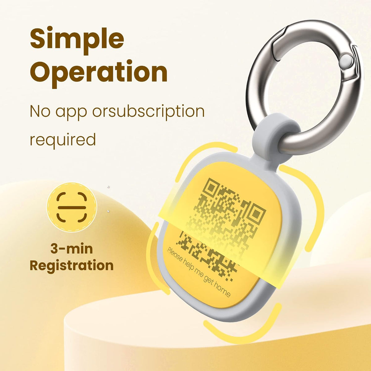 Pawaii Dog ID Tag, Silent Silicone QR Code Tag, Scan Alerts - Yellow - image 4