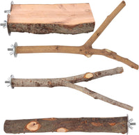 4 Pack Natural Wood Bird Perch Set for Parakeet Cage – Essentials for Birds - 4 Pcs - Extra Thick & Long Set(For Medium/Large Birds)