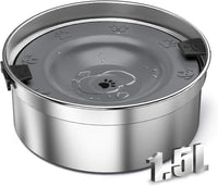 Dog Water Bowl No Spill, 1.5L/50oz Stainless Steel Slow Water Bowl for Dogs, Spill Proof Dog Bowl - Silver