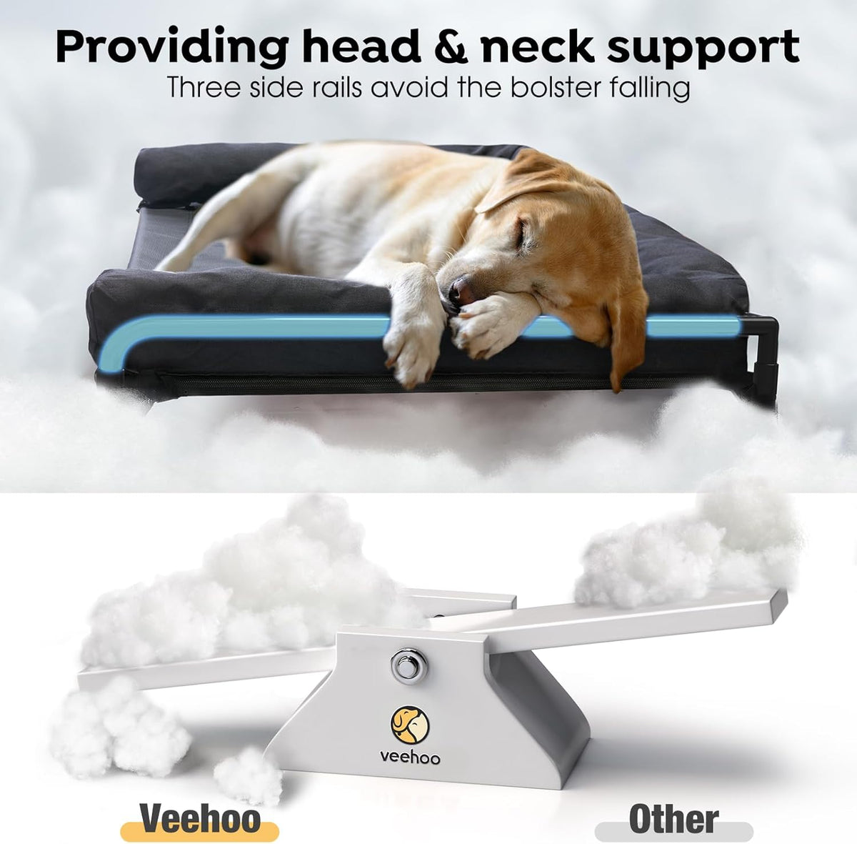 Veehoo Outdoor Elevated Dog Bed-Cooling Raised Dog Cot for Large - Black / 29.0"L x 18.0"W x 11.0"Th - image 2