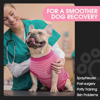 FUAMEY Recovery Suit for Dogs After Surgery,Soft Breathable Dog Bodysuit E-Collar & Cone Alternative Surgical Suit,Male Female Dog Neuter Spay Suits Anti Licking Wounds Onesie Rose Stripes S