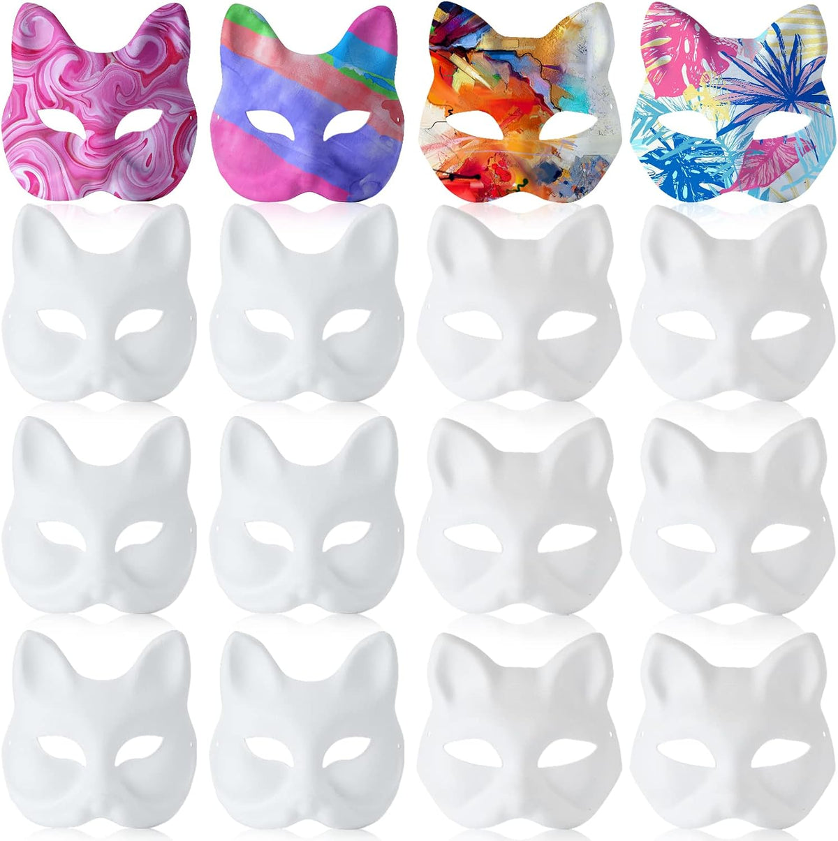 Leyndo blank white paper mache half masquerade masks, 24-pack in classic style - view 4