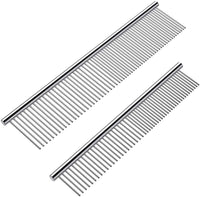 Cafhelp 2 Pack Dog Combs with Rounded Ends Stainless Steel Teeth