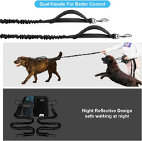 ETACCU Hands Free Dog Leash with Phone Pouch - 2 Dog Blue-black - image 2