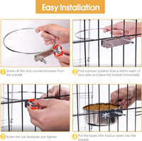 2 Pcs Stainless Steel Small Dog Crate Food Water Bowl - L (77 & 45 & 41 OZ) / Silver - image 3