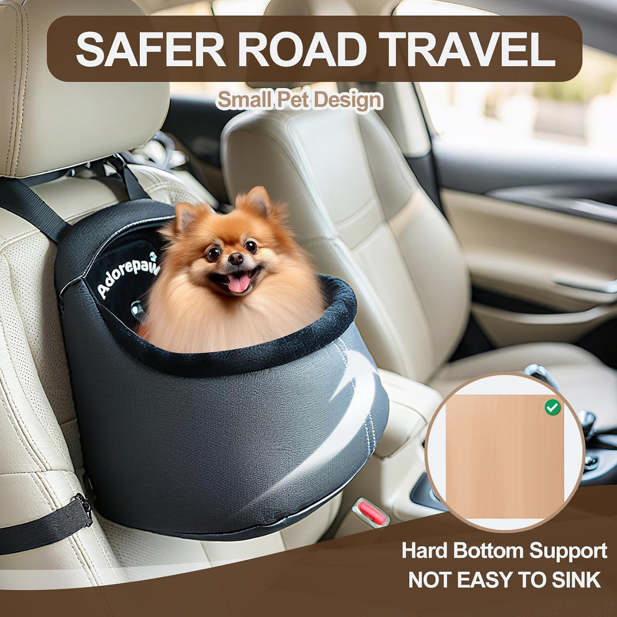 Dog Car Seat Large Medium Size Dog - PU Dog Booster / L - image 2