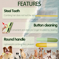 2Pcs Flea Comb for Cats Dogs,Long & Short Stainless Steel Metal Teeth for Shedding and Tangles,Cat Combs for Indoor Cats