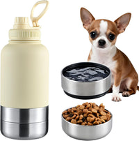 Insulated Dog Water Bottle 32oz Keep Water Cool with 2 Bowls – Essentials for Dogs - Buttercream