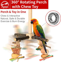 Agape Rotating Parrot Perch with Chew Toy - Wood - image 2