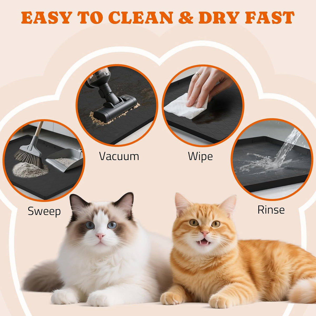 2 Pack Silicone Cat Litter Mat 34 x 22 in, Easy to Clean - Black / 1 Pack - image 3